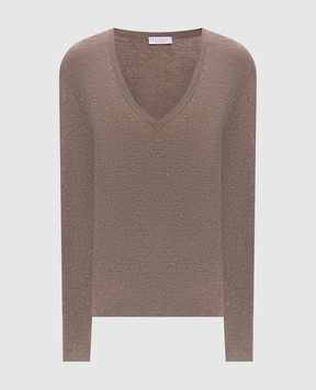 Brunello Cucinelli Коричневий топ з кашеміром з люрексом M9A822212P