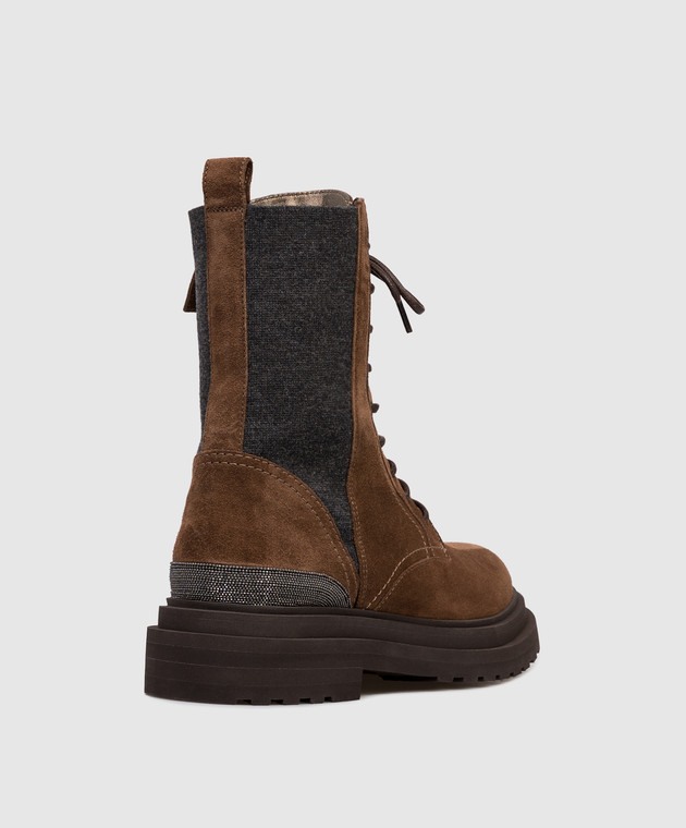 Brunello Cucinelli Замшевые коричневые ботинки с цепочкой мониль MZSFG3308P изображение 3