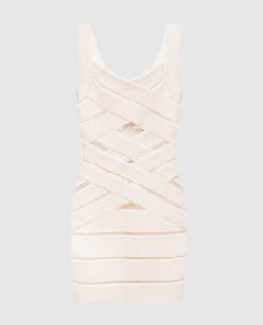 Balmain Платье-футляр цвета айвори с пайетками GF0R2369KJ84