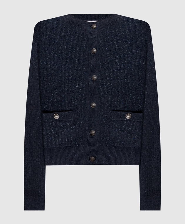 Brunello Cucinelli Синий кардиган с кашемиром с люрексом M1E224746