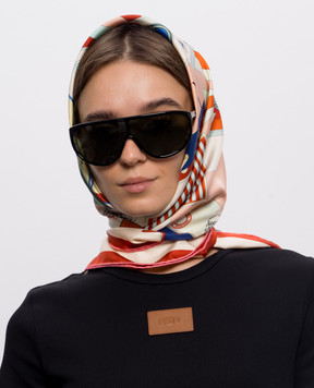Fendi Бежевый платок из шелка с принтом FXT091B13F