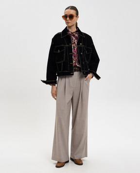 Momoni Черная флокированная джинсовая куртка 252MMOJA027252MO12