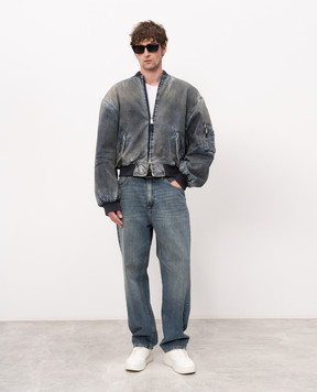 Balenciaga Синій джинсовий утеплений бомбер з вінтажним ефектом 850058TTW66