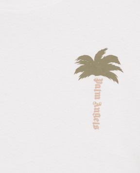 Palm Angels Дитяча біла футболка з принтом логотипа F6PAJBTH120