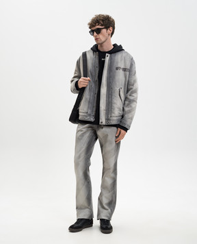 Off-White Сіра утеплена джинсова куртка з капюшоном 44MYE09MS26D002