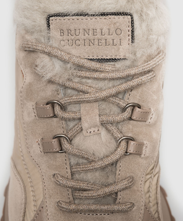 Brunello Cucinelli Комбинированные кроссовки на меху с логотипом MZSFG3381 изображение 5
