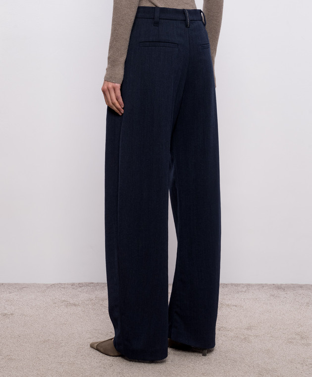 Brunello Cucinelli Синие брюки из шерсти в узор MP188P9318 изображение 4
