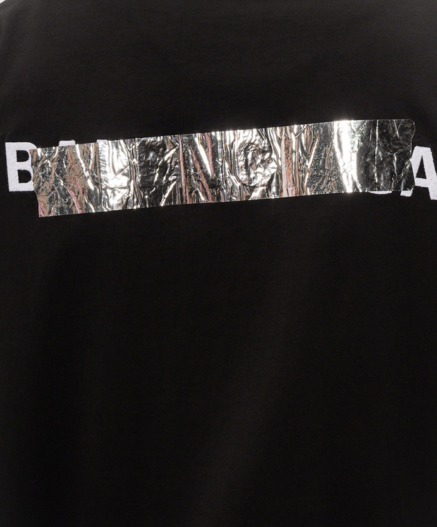 Balenciaga Чорна футболка Silver Tape 850345TVVE2 зображення 5