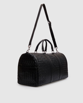 Bottega Veneta Чорна шкіряна дорожня сумка з плетінням Intrecciato 795287V2HL1
