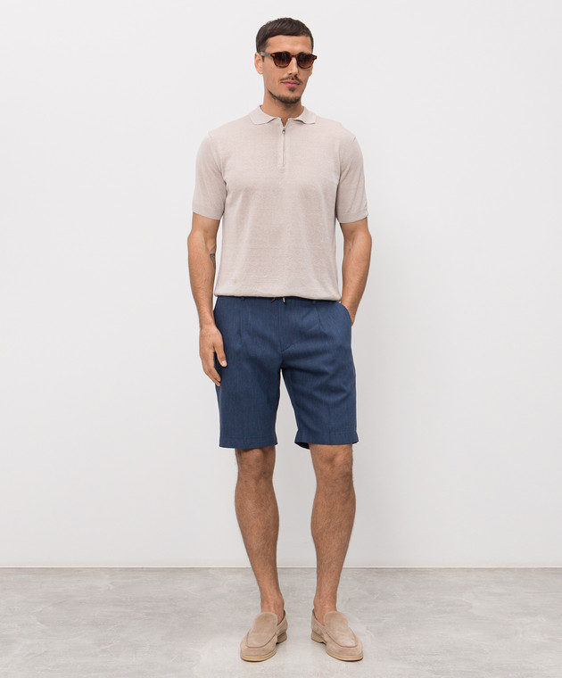 Stefano Ricci Синие шорты из льна и шерсти M1T6100300WL003L изображение 2