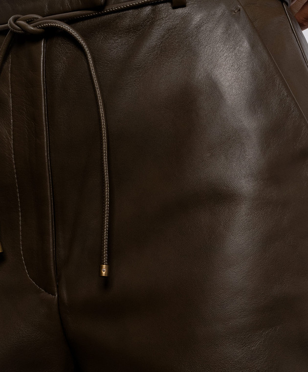 Max Mara Шкіряні шорти AMACA кольору хакі MXMAMACA зображення 5