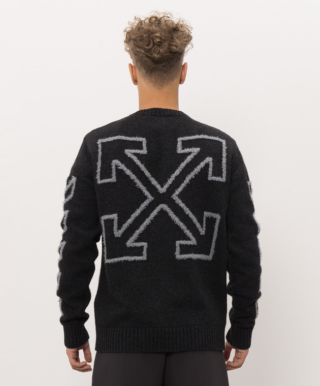 Off-White Сірий светр з вовною 44MHE087F26K001 зображення 4