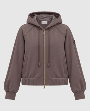 Moncler Коричневая спортивная куртка с нашивкой логотипа L20938G0001389A66