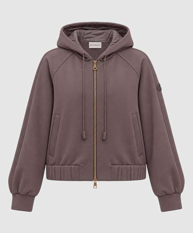 Moncler Коричневая спортивная куртка с нашивкой логотипа L20938G0001389A66