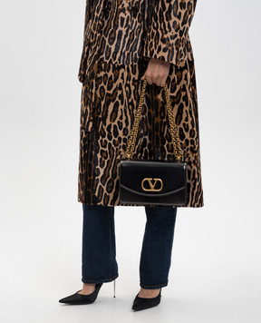 Valentino Черная кожаная сумка-мессенджер Vain с металлической эмблемой VLogo 7W0B0R16GCB