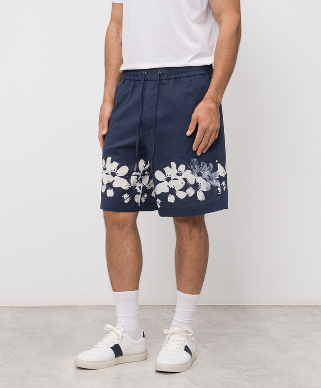 Iceberg Синие шорты с льном D0803635 изображение 3