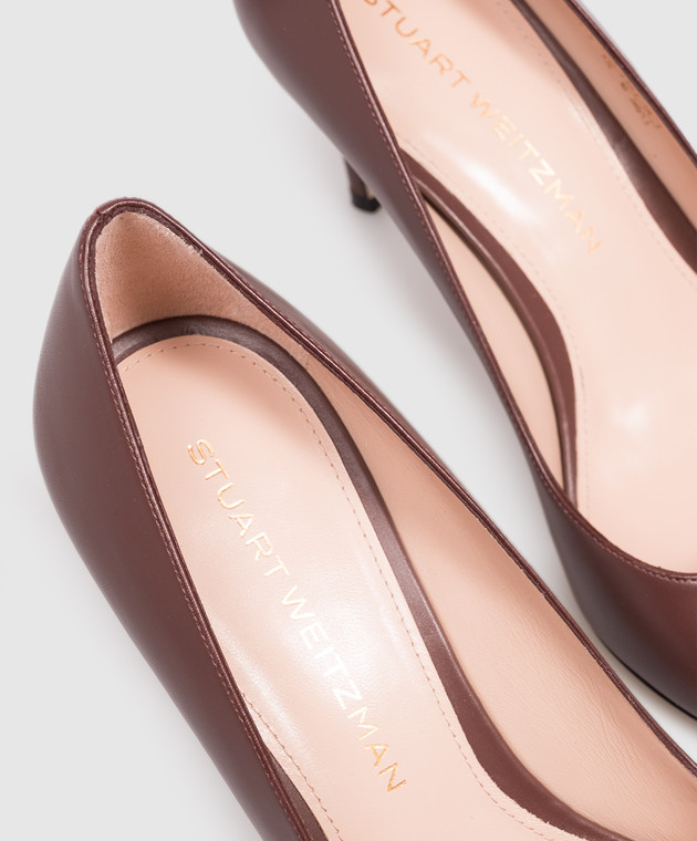 Stuart Weitzman Коричневые кожаные туфли POWER SK328 изображение 5