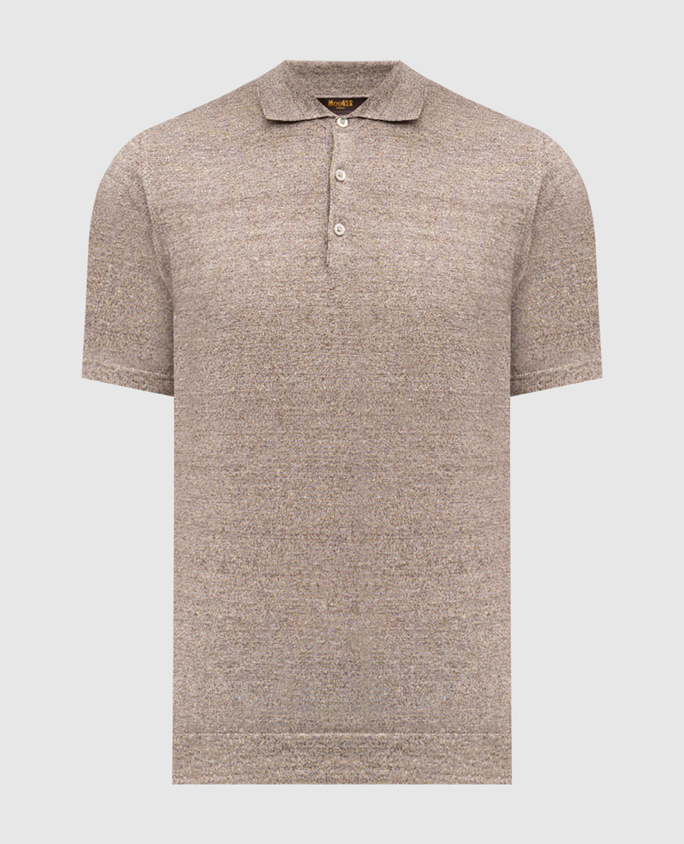 Коричневое меланжевое поло с леном VINAL