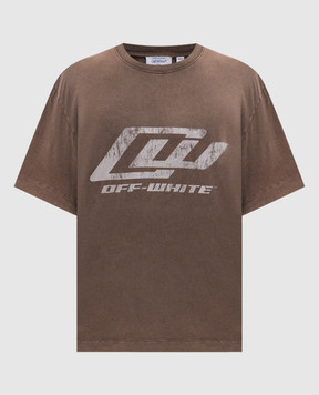 Off-White Коричнева футболка з принтом логотипа 44MAA120S26J00Z