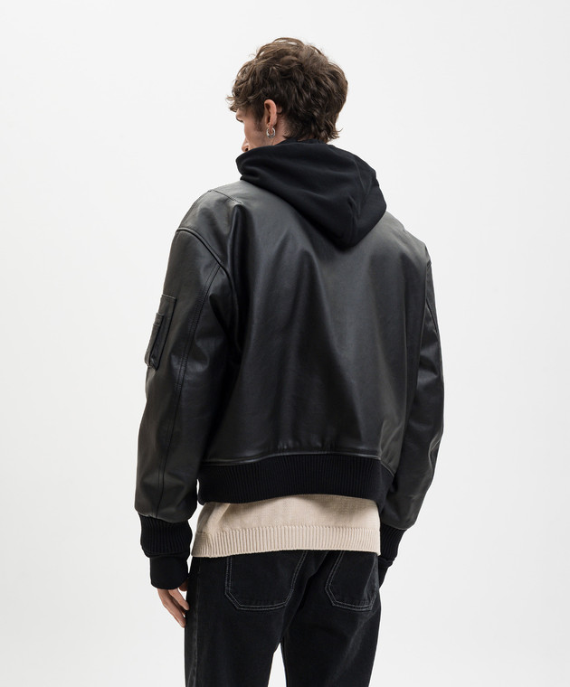 Off-White Черная кожаная куртка 44XJA13SS26L001 изображение 4