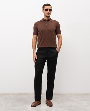 Kiton Чорні штани з льону UPN01H09690