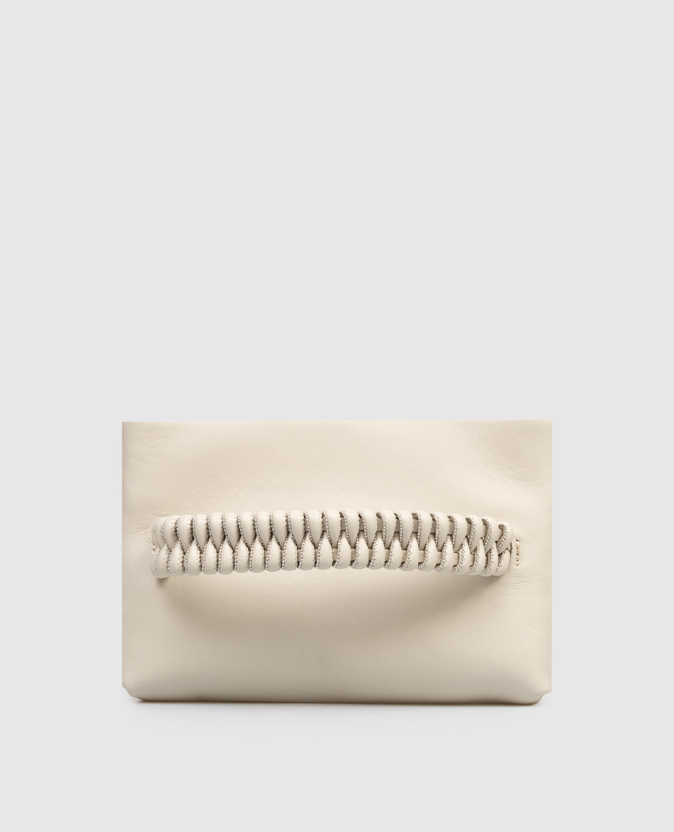 Бежевый кожаный клатч с цепочкой мониль