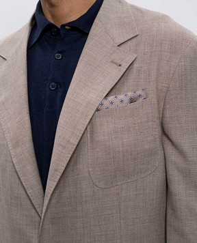 Brunello Cucinelli Бежева хустка із шовку з геометричним візерунком MX8710091