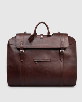 Brunello Cucinelli Бордовий шкіряний кофр для одягу з логотипом MBCIBU351