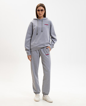 Off-White Сіре меланжеве худі з вишивкою логотипа 2BB035S26FLE001