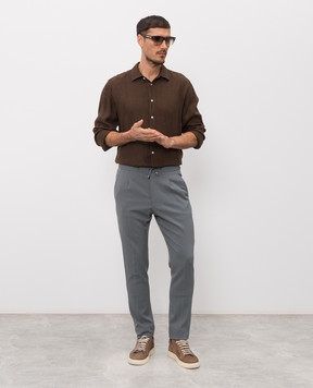 Woolrich Коричнева сорочка з льону CFWOSI2013MRUT5284
