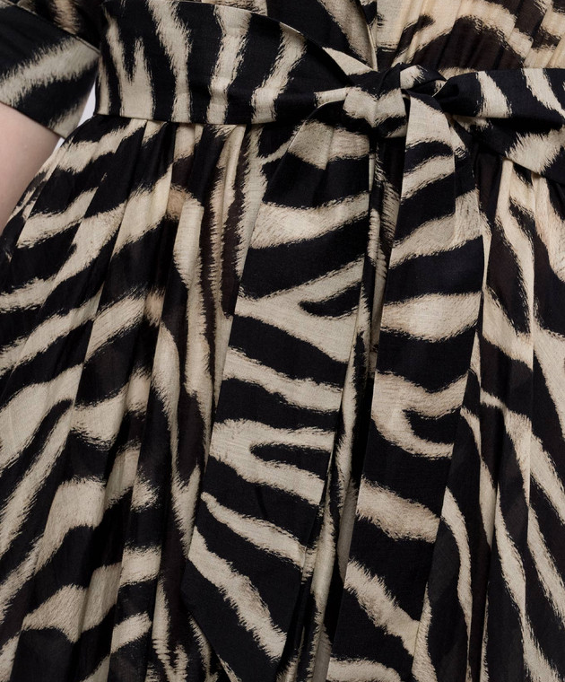 Ermanno Scervino Life Платье-рубашка с шелком в анималистичный принт D484Q705YAJI изображение 4