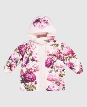 Dolce&Gabbana Дитячий рожевий пуховик в квітковий принт L2JBS6G7QYY