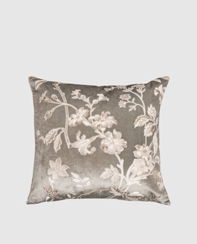 Blumarine Home Серая декоративная велюровая подушка с кристаллами Swarovski 42х42 H0000210108