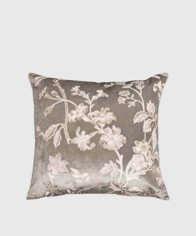 Blumarine Home Серая декоративная велюровая подушка с кристаллами Swarovski 42х42 H0000210108 изображение 2