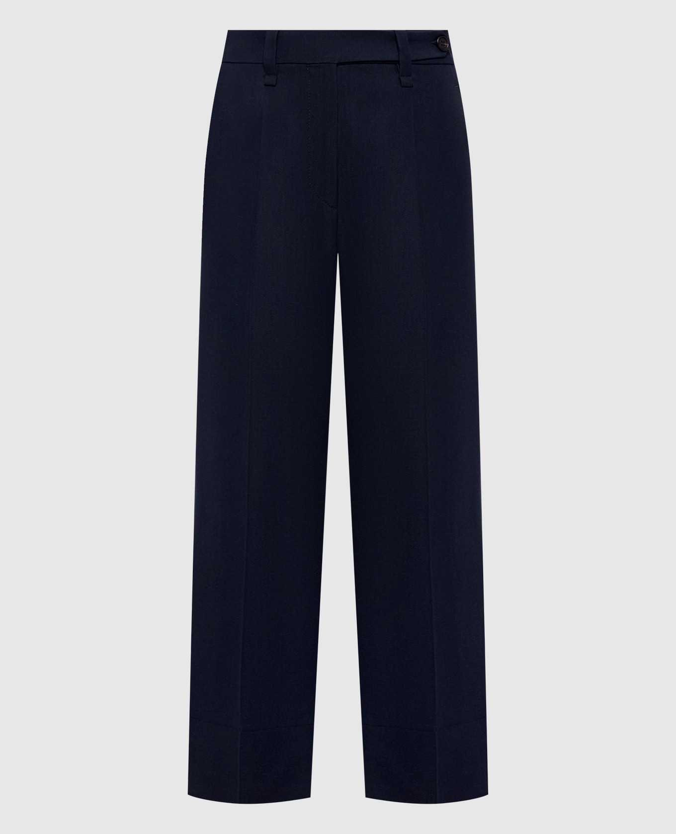 

Темно-синие брюки с льном, Синий, Прямые брюки