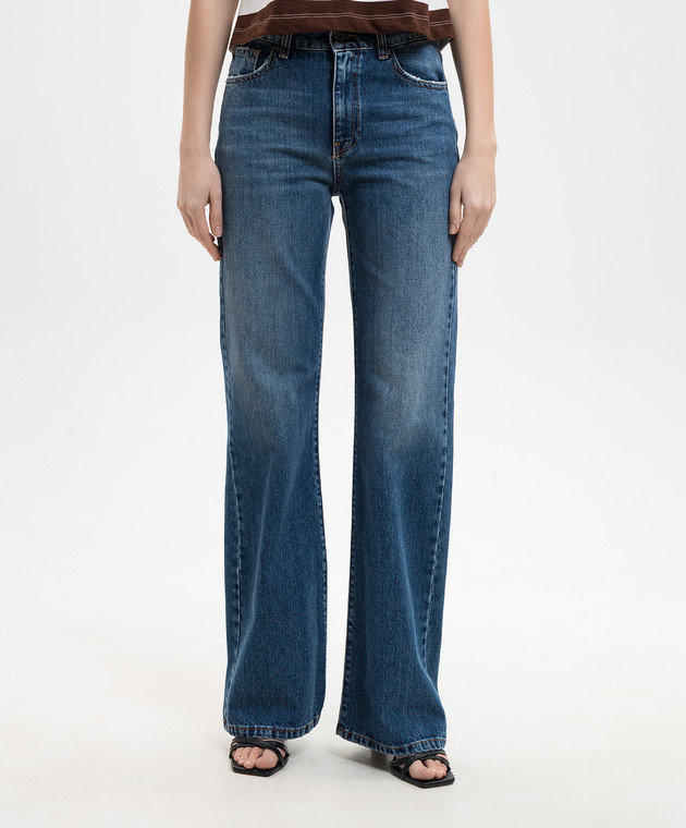 Solotre Синие джинсы с эффектом потертости M1AB0145 изображение 3