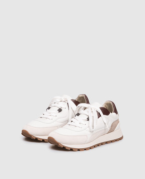 Brunello Cucinelli Белые кожаные кроссовки с цепочкой мониль MZGSG3028