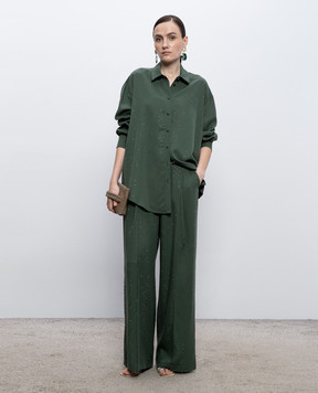 Twinset Зеленая рубашка с кристаллами 261LL2PBB