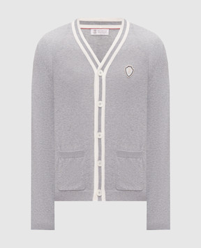 Brunello Cucinelli Сірий меланжевий кардиган з нашивкою емблеми M29203606F