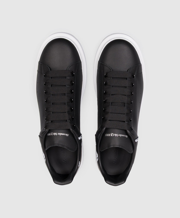 Alexander McQueen Чорні шкіряні кросівки Oversized 553680WIAKB зображення 4