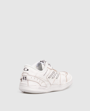 Balenciaga Белые кожаные кроссовки Hamptons с винтажным эффектом 841763WCURS