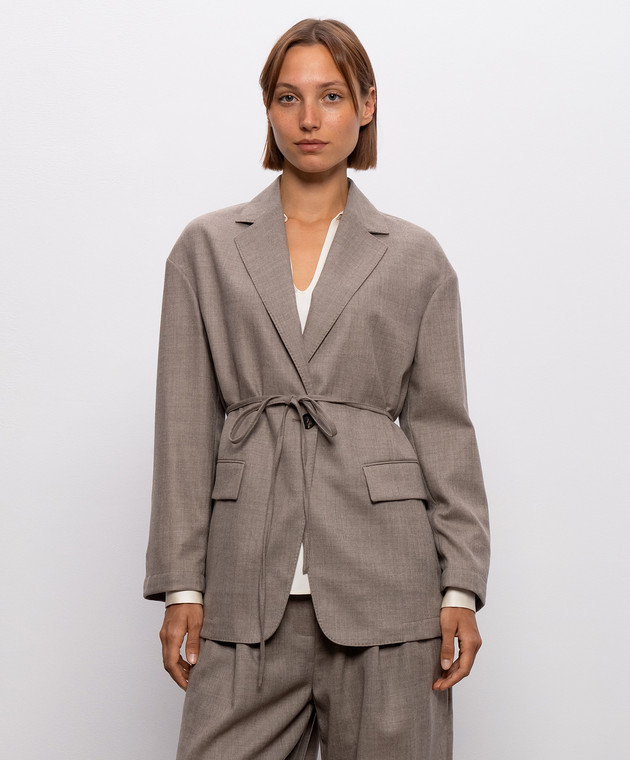 Brunello Cucinelli Коричневый двубортный жакет из шерсти MG5507433P изображение 3
