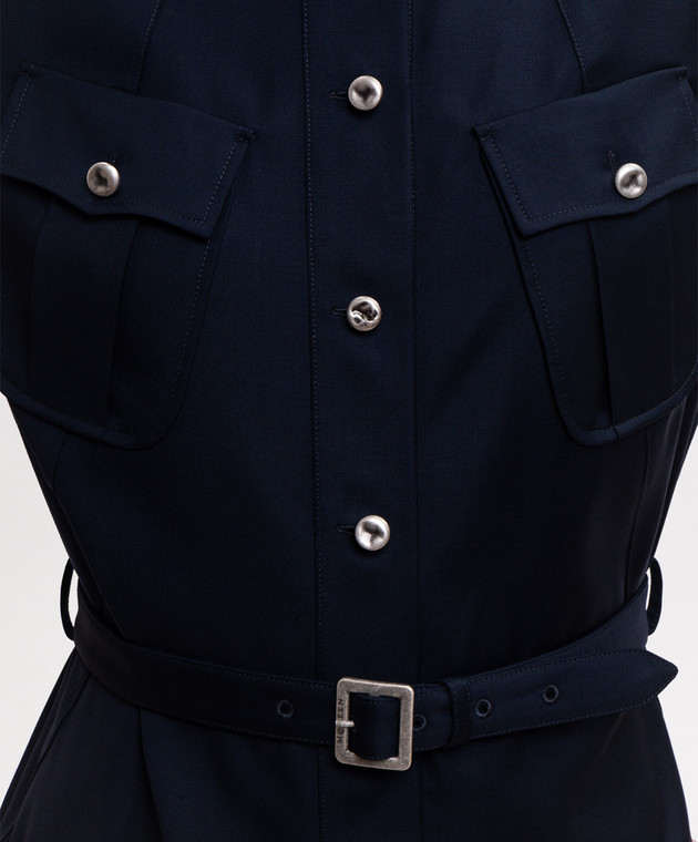 Alexander McQueen Синее платье из шерсти 871708QJAGA изображение 5