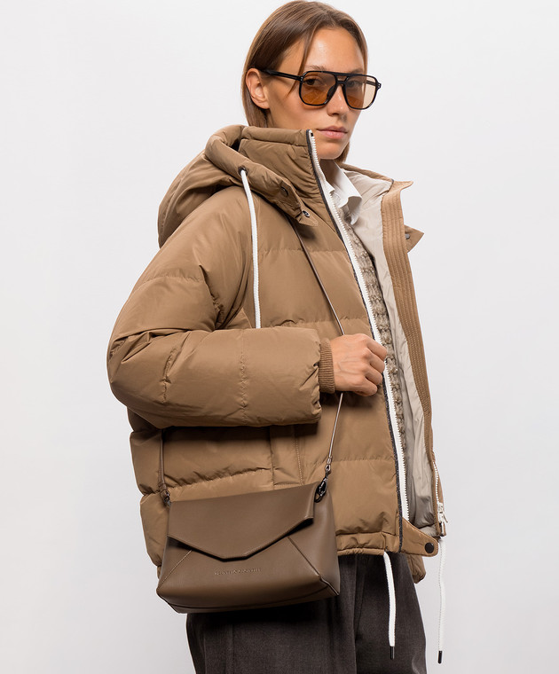 Brunello Cucinelli Коричнева шкіряна сумка крос-боді MBXAB2836 зображення 2