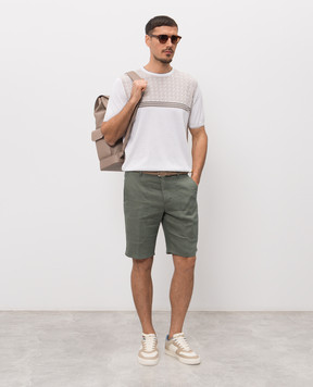 Stefano Ricci Футболка кольору айворі з шовком з візерунком K818117G10F26283