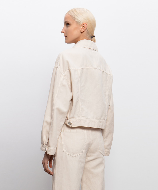 Brunello Cucinelli Бежевая джинсовая куртка с цепочкой мониль ML9967674 изображение 4