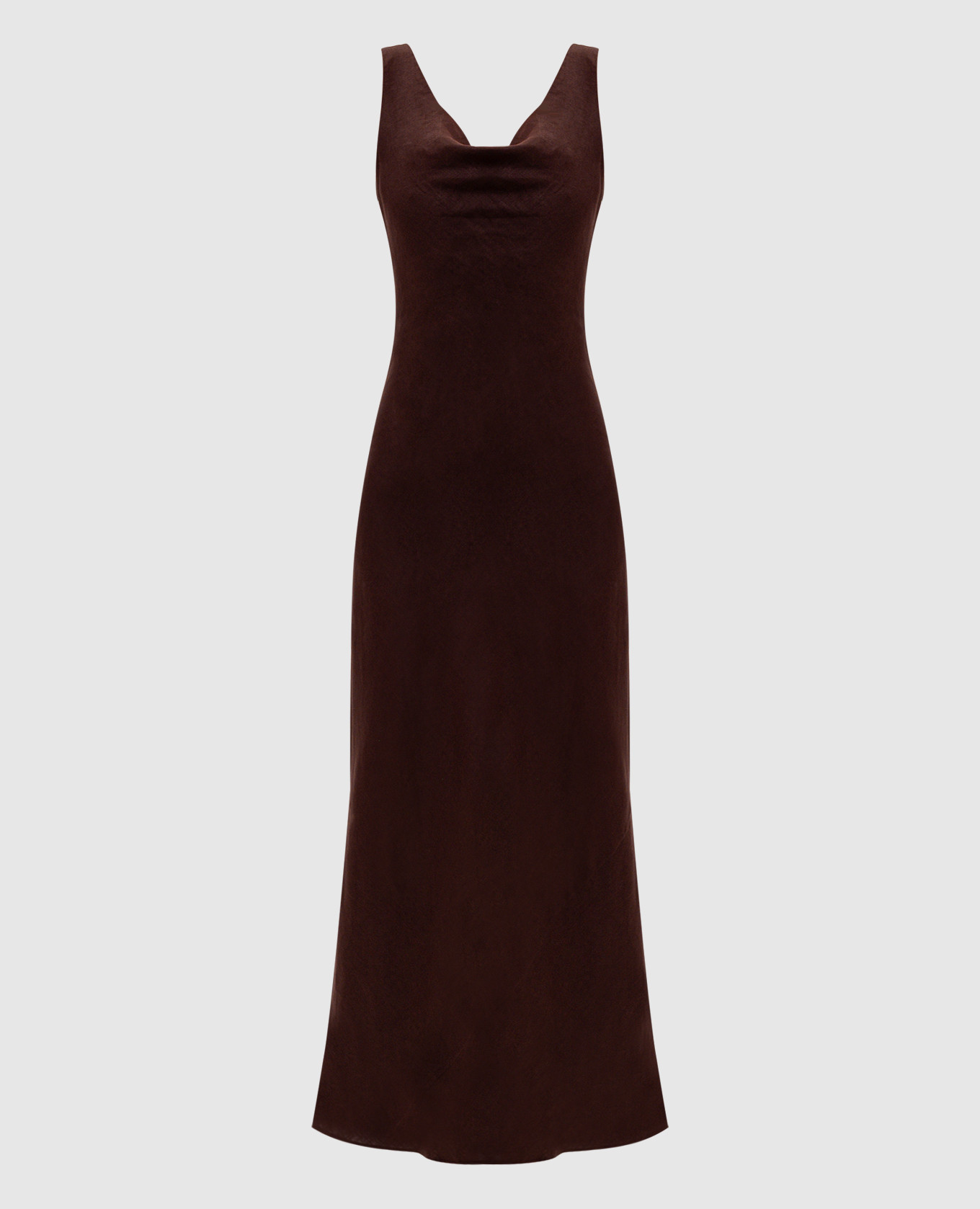 

Коричневое платье макси Paloma из льна, Коричневый, Повседневные платья