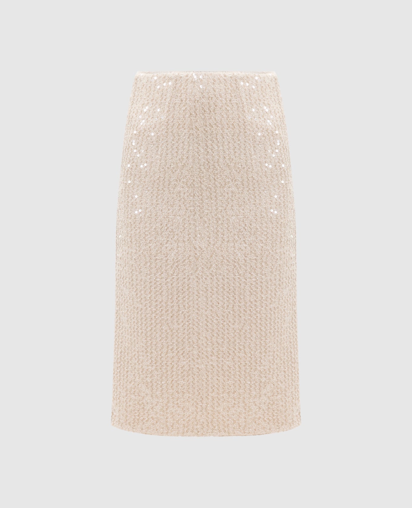 Бежева твідова спідниця з паєтками
