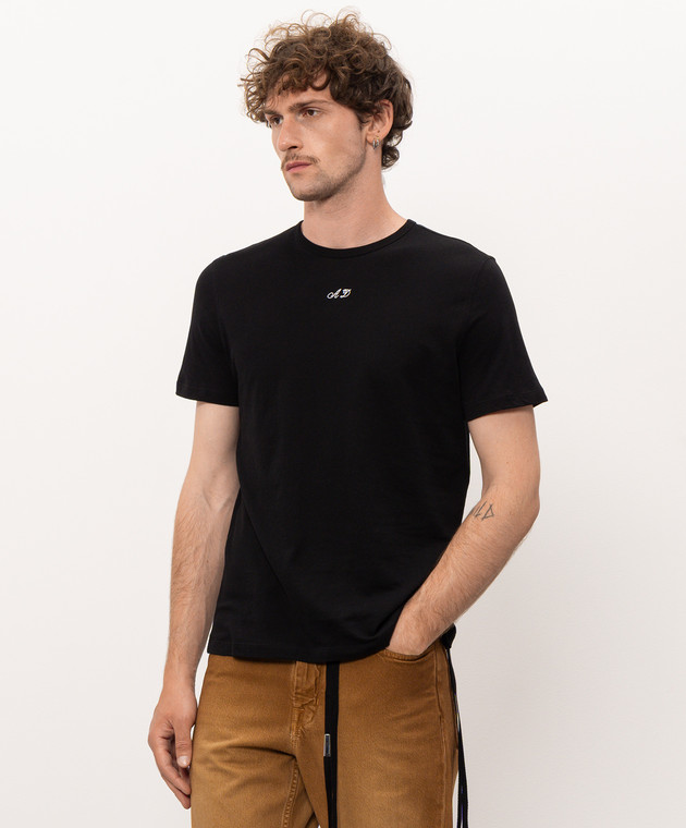 Ann Demeulemeester Черная футболка с контрастной вышивкой B0014216FA206 изображение 3