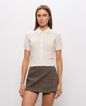 Sporty & Rich Кардиган цвета айвори Jannie с короткими рукавами WS10085326WH06